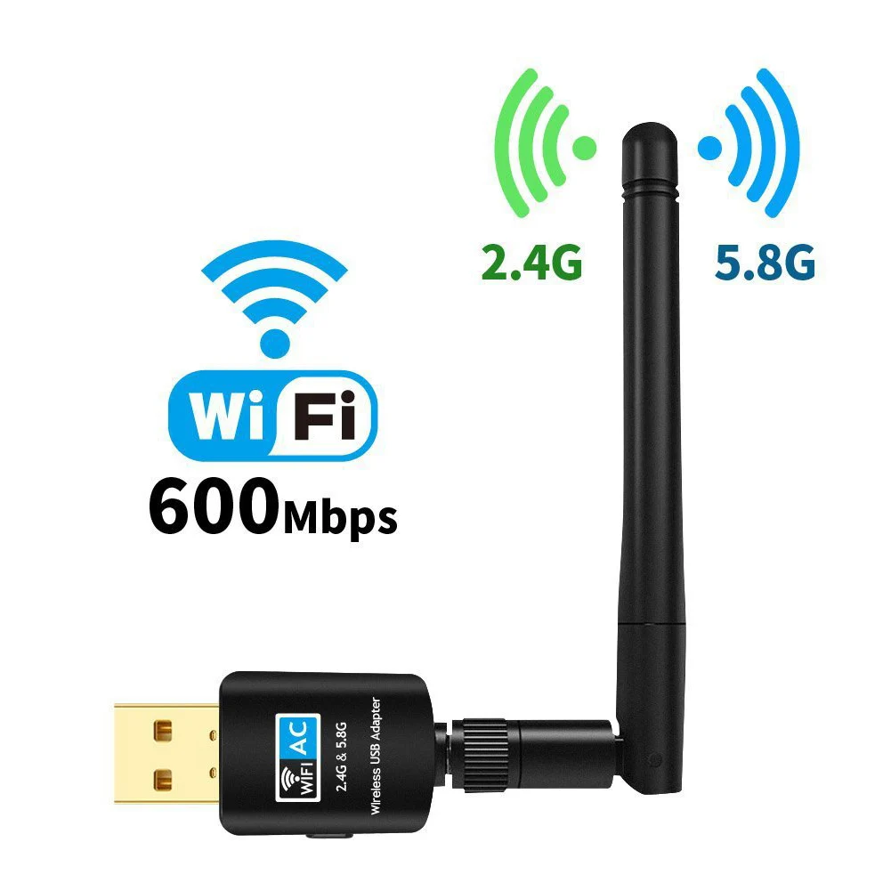 2.4G 5.8G Mini Wireless PC Laptop USB Receiver Portable Stable Signal Network Card Dual Band Antenna Dongle