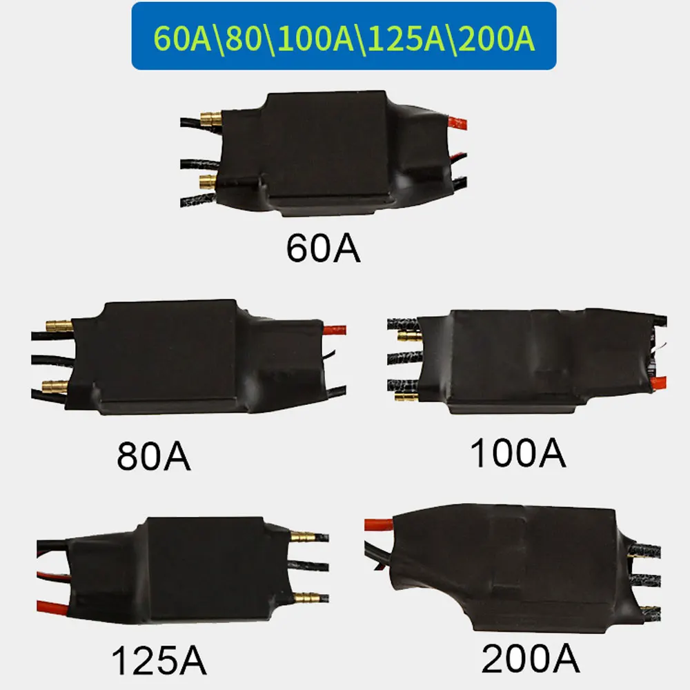 Contrôleur de vitesse ESC brushless 100A pour bateau RC, refroidi par eau, avec câbles et connecteurs.