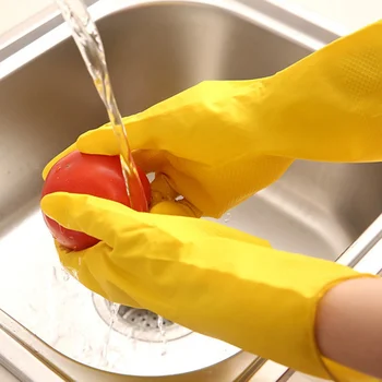 

1Pair Silicone Kitchen Dishwashing Cleaning Gloves Magic Latex Rubber Gloves Anti Skid Waterproof for Household Scrubber Glove..