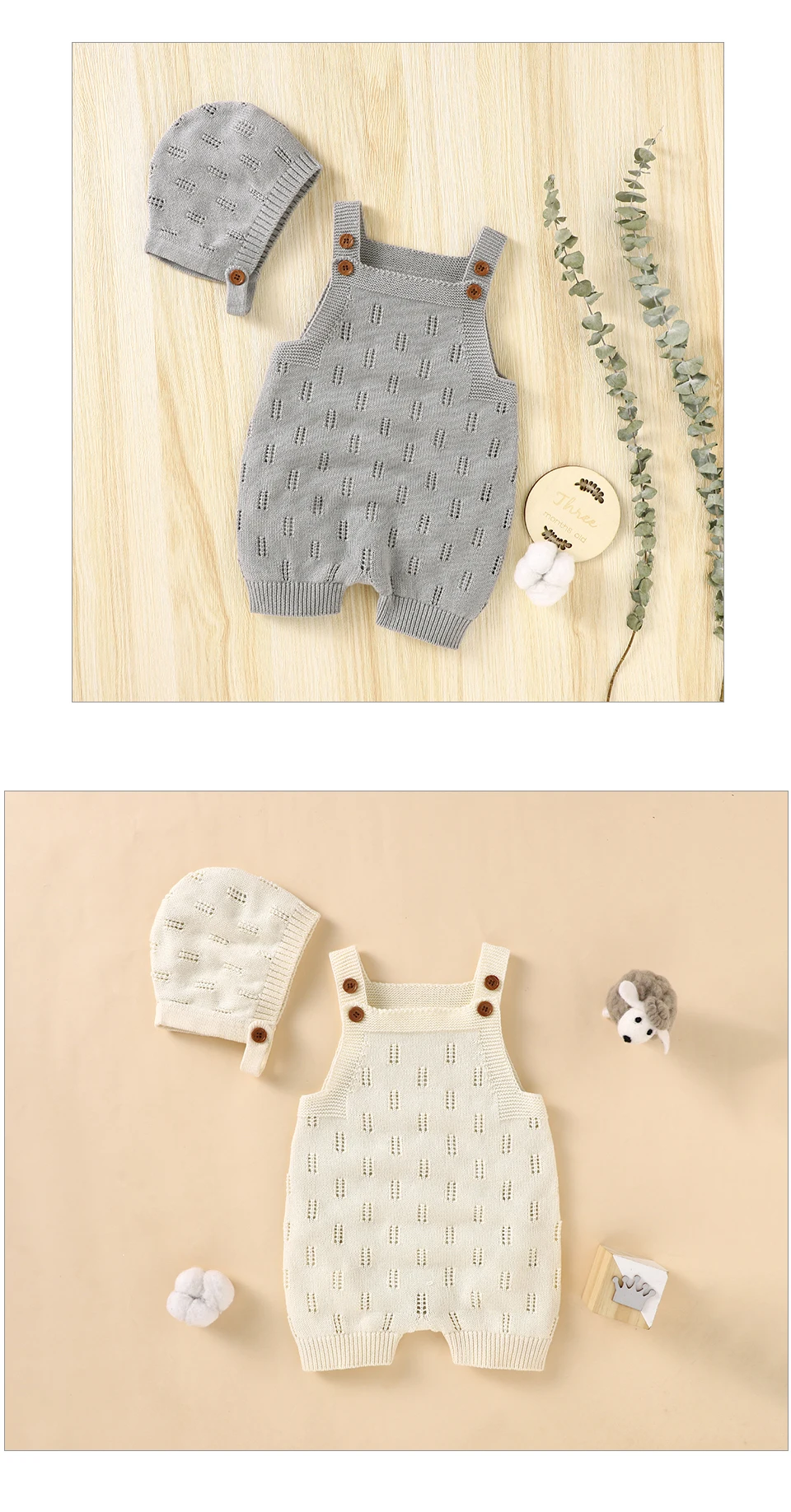 Baby Bodysuits cheap Newborn Baby Rompers Hats Clothes Sets Autumn Winter Solid Knitted Infants Kids Boy Girl Sweaters Jumpsuits Outfits 2pc Knitwear Cotton baby suit