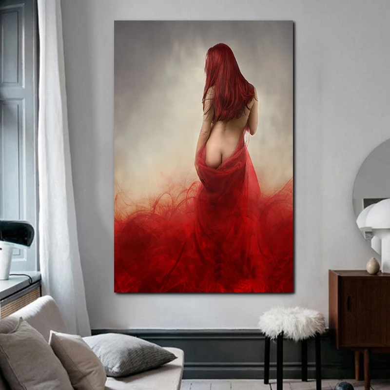 Woman On Art Canvas Red Sexy Nude Wall Poster Painting Mural Picture For Living Room Home Decoration (unframed) | Дом и сад