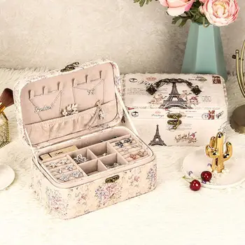 

PU Jewelry Storage Box Large Capacity Double Layer Jewelry Earrings Ring Multi-function Ring Necklace Stud Earrings Storage Box