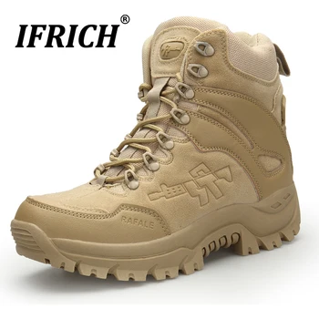 

Mens Tactical Combat Boots Waterproof Male Military Work Duty Boots Genuine Leather Ankle Jungle Hunting Desert Training Zipper
