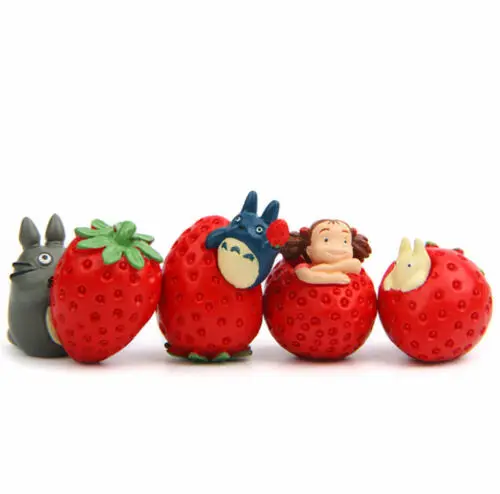4pcs Studio Ghibli My Neighbor Totoro Strawberry Mini Figures Doll Statue 3-4cm | Игрушки и хобби