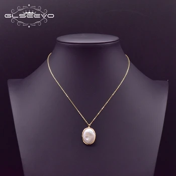 

GLSEEVO 925S Silver Pendant Necklace For Women Natural Fresh Water Baroque Pearl Statement Necklaces Luxury Jewellery GN0056