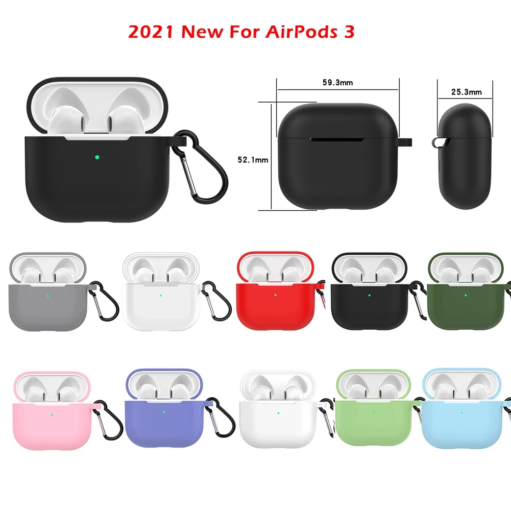 Earphone Cover for Apple AirPods 3 Bluetooth-Compatible Protective Case Protector with Hook Anti-Dust Silicone Shell Accessories