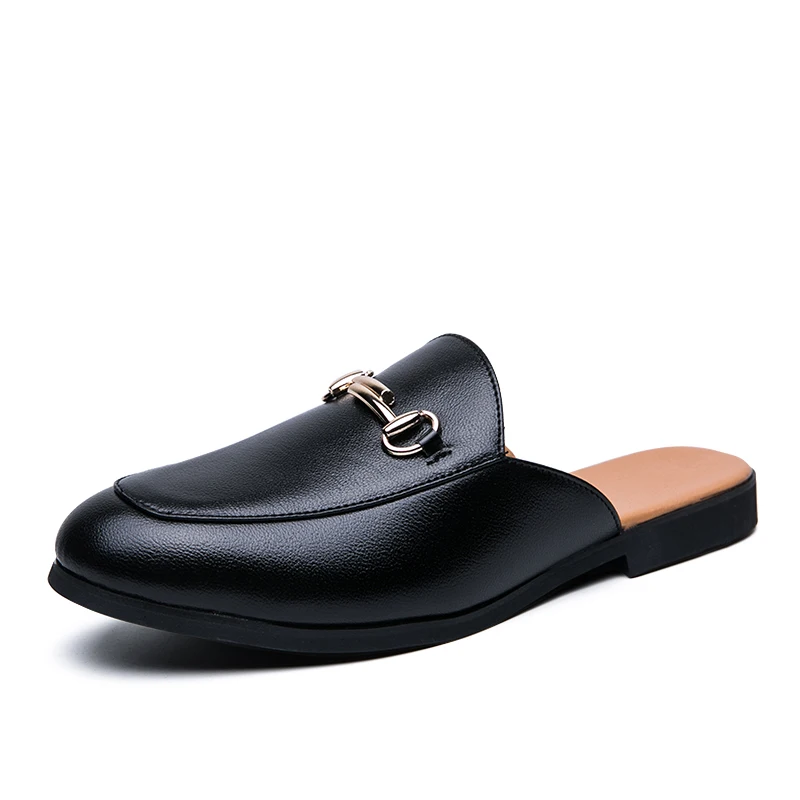 Summer Men Black Half Shoes Breathable Slip-on Half Slippers Man Outdoor Buckle Mules Lightweight Anti-slip Comfy Casual Shoes