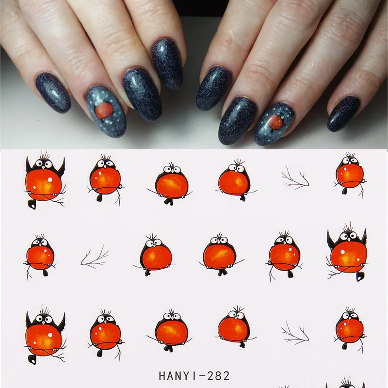 

1pcs Nail Art Stickers Sliders Cartoon Orange Bird 3D Designs Water Transfer Decals Adhesive DIY Manicure Nail Tips Decorations