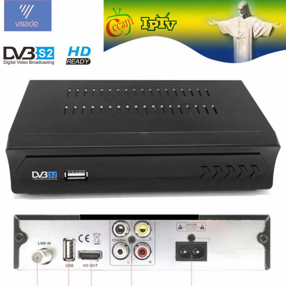Vmade цифровой спутниковый ресивер DVB-S2 Полностью 1080P H.264 MPEG-2/4 ТВ тюнер Поддержка HD аудио Cccam Bisskey IP tv Box