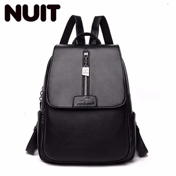 

Women Leather Backpacks High Quality Sac A Dos Rucksacks For Girls Vintage Bagpack Solid Ladies Travel Back Pack School Female