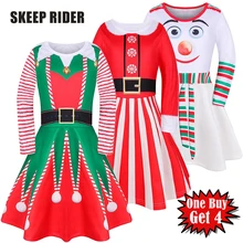 Новое поступление; рождественское платье для маленьких девочек; платье принцессы Санты с длинными рукавами для девочек; маскарадное платье на День Благодарения со снеговиком для девочек-подростков