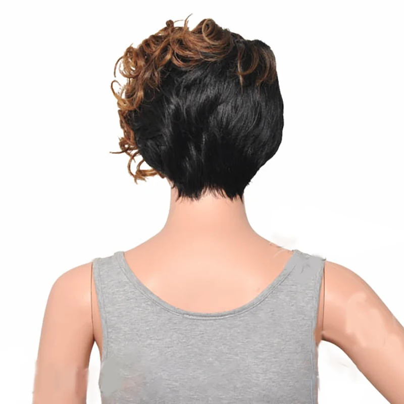 HAIRJOY женский специальный смешанный цвет боковая часть короткий кудрявый синтетический парик для волос