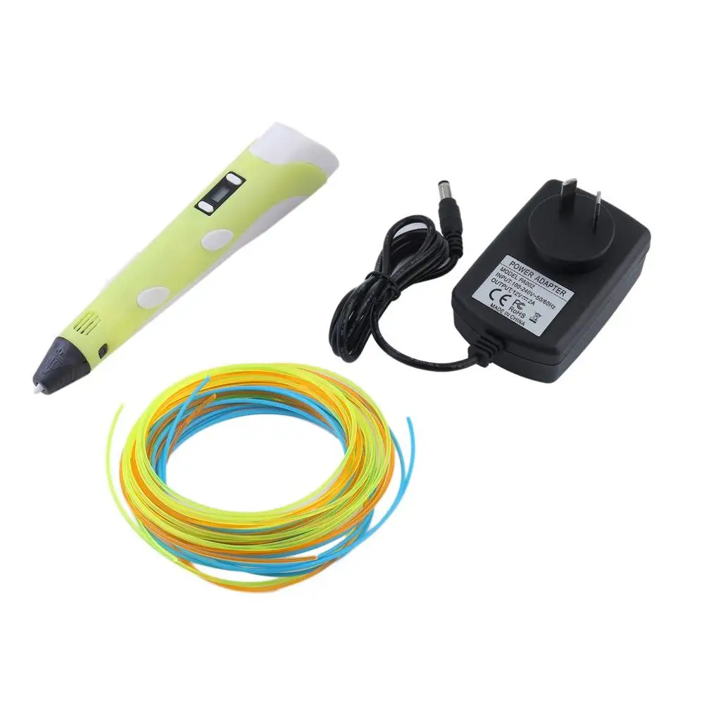 Yellow AU Professional Intelligent 3D Drawing Pen Children 1.75mm DIY Stereo Printing Pen Filament Meaningful Toy Gift For Kids AU Plug - Цвет: Yellow AU