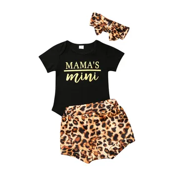 

CANIS baby's sets 3PCS Newborn Kids Baby clothing Girls Boys Outfits Clothes short sleeve Bodysuits +leopard Shorts Set clothes