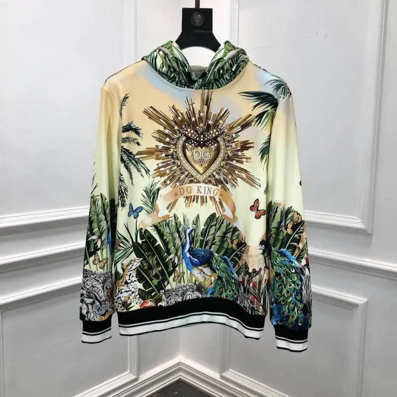 

2019 winter autumn 19fw new arrival royal crown peacock print famous cotton pullover hoodies sweatshirts brand clothing for men