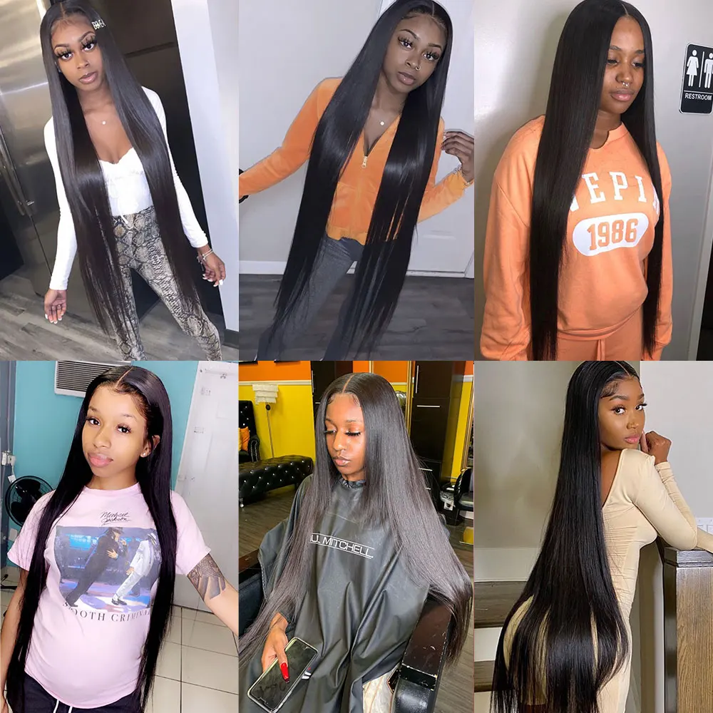 30 40 Inch Bone Straight Lace Front Wig Human Hair Brazilian 4x4 5x5 Closure Wigs For Women Transparent 13x6 Hd Lace Frontal Wig