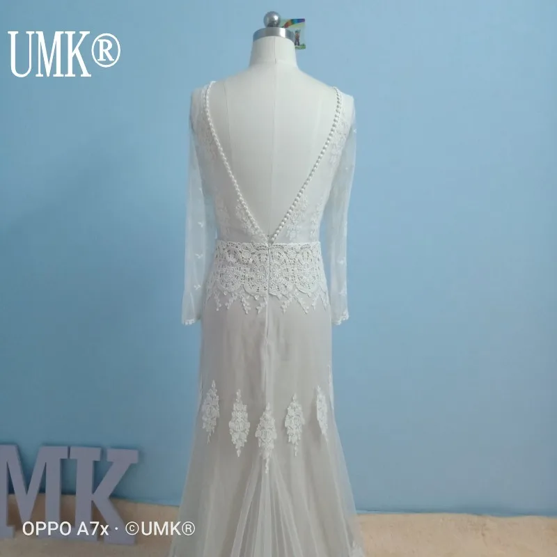 Женское кружевное свадебное платье UMK элегантное винтажное Бохо с длинным