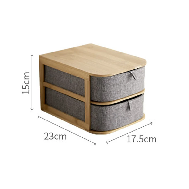 Деревянная коробка для хранения косметики, органайзер из бамбуковой ткани, Офисная настольная шкатулка для хранения, контейнер для хранения косметики, органайзер для дома - Цвет: 2-2