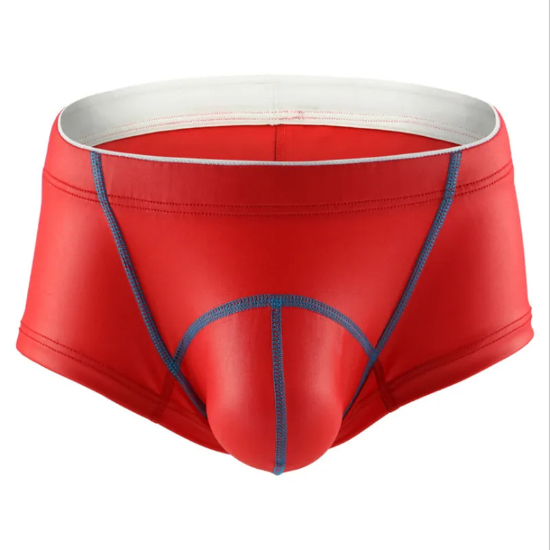 

Fashion Nightclub Interesting Underpant Fake Leather Convex Four Shorts Men micro-elastic Comfortable Head U-underwear