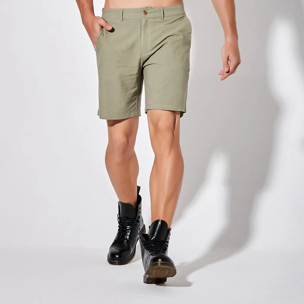 

Summer Cotton Shorts Men Fashion Solid Color Pocket Straight Male Shorts Casual Comfortable Cool Short Masculino jr14