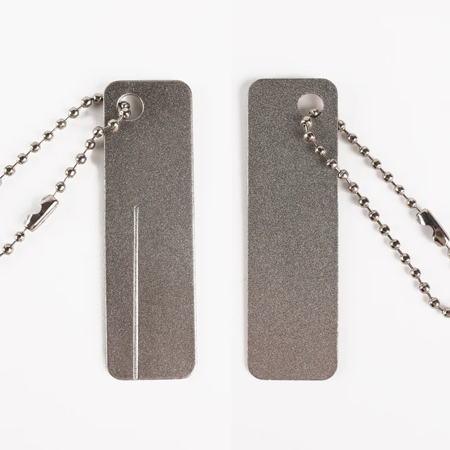Fishing Hook Sharpener Portable Diamond Stone Fish Hook Sharpen Tools Knife Whetstone Keychain for Outdoor Fishing Accessories B (Double Side Mate)