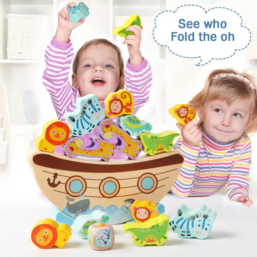 Odorless Bitable Paint Wooden Blocks Boat Animal Wave Base Stacking Balance Game Building Blocks Children Baby Puzzle Toy 5 Odorless Bitable Paint Wooden Blocks Boat Animal Wave Base Stacking Balance Game Building Blocks Children Baby Puzzle Toy 5
