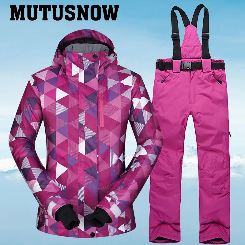 Новинка, зимний лыжный костюм для женщин, хит, теплый, водонепроницаемый, дышащий, женские зимние куртки и штаны, для катания на лыжах и сноуборде, брендовый костюм