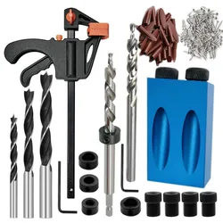 Clown localisateur de trous obliques de 15 degrés, localisateur de trous d'angle de perçage, mèches pour le travail du bois en Aluminium, Kit de pince de gabarit, Guide outils à main pour le bois 