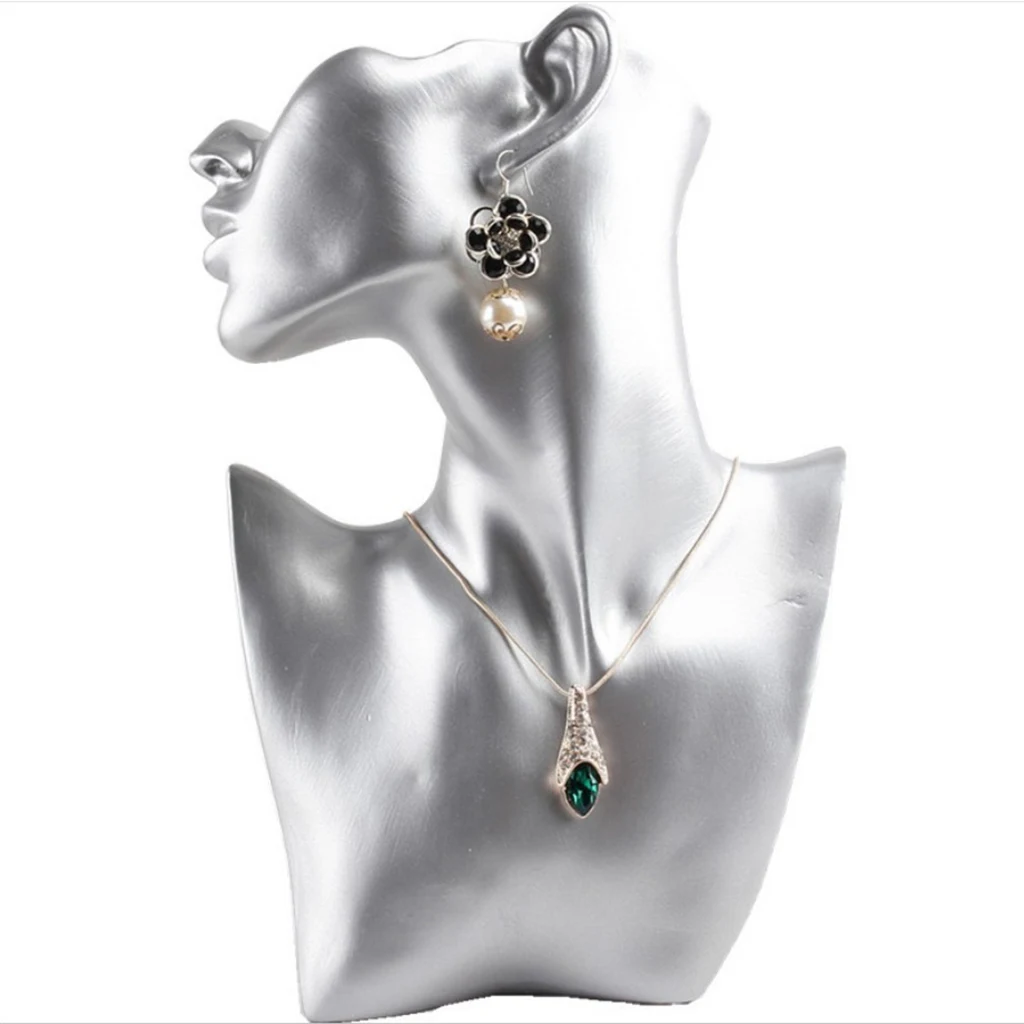 Necklace and Earring Bust Jewelry Display, Resin Material, Female Mannequin