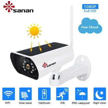 

SANAN Free Cloud Storage Solar Camera WIFI 1080P Wireless Outdoor Security IP Camera 10400mAh Panel battery IR Night vision