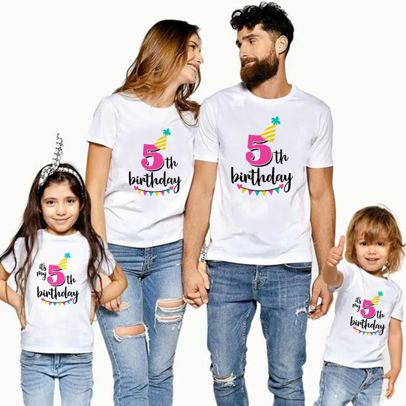 

1PC It's My 5th Birthday Family Matching Clothes Mommy Daddy and Daughter Son Birthday Tshirt Outfits Baby Girl Boy Party TShirt