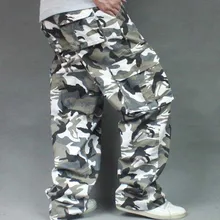 Свободные камуфляжные брюки карго для мужчин повседневные военные стиль много карманов Брюки уличная одежда для бега