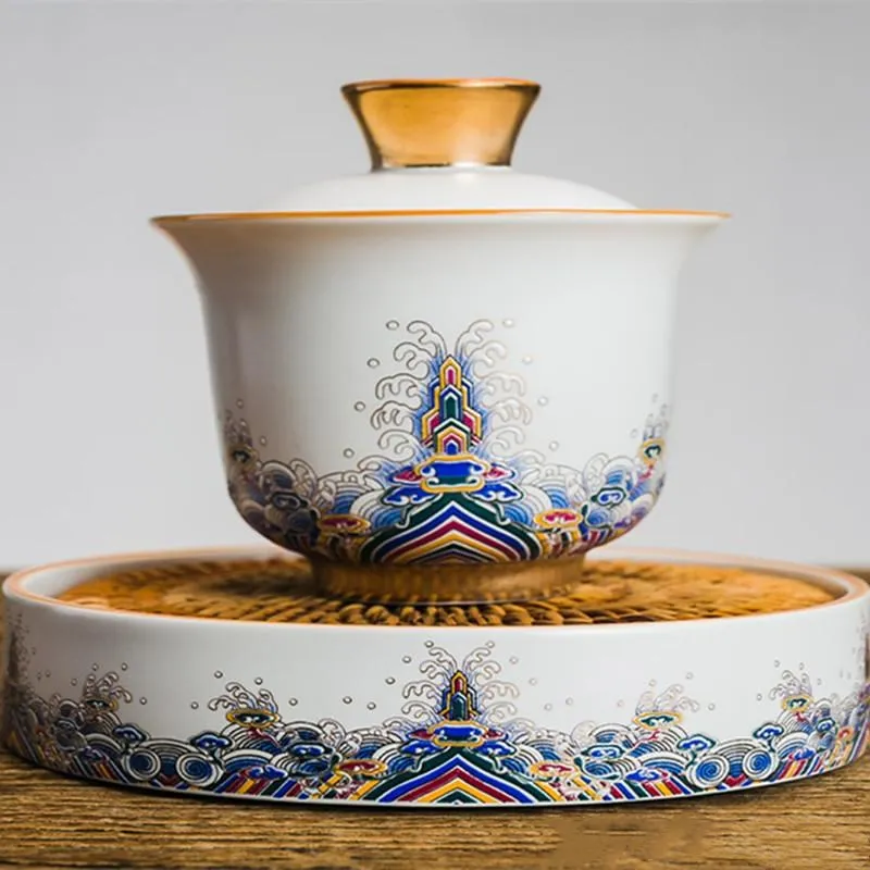 Керамическая чайная супница, китайский чайный набор кунг-фу гайвань, посуда для напитков, мастер, чайная чаша, коллекция декора