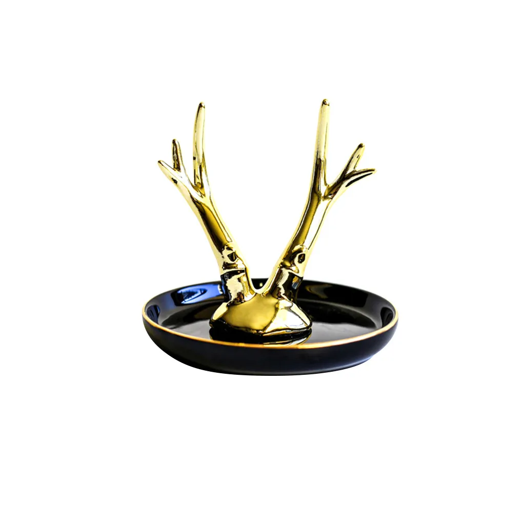 Black Gold-plated jewelry plate home decoration plate ring jewelry storage plate#0927 - Цвет: Black