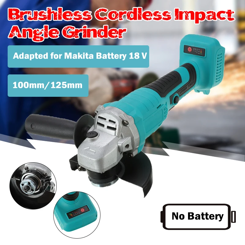 

100mm/125mm Brushless Cordless Impact Angle Grinder Without Battery DIY Power Tool Cutting Machine Polisher For Makita Battery