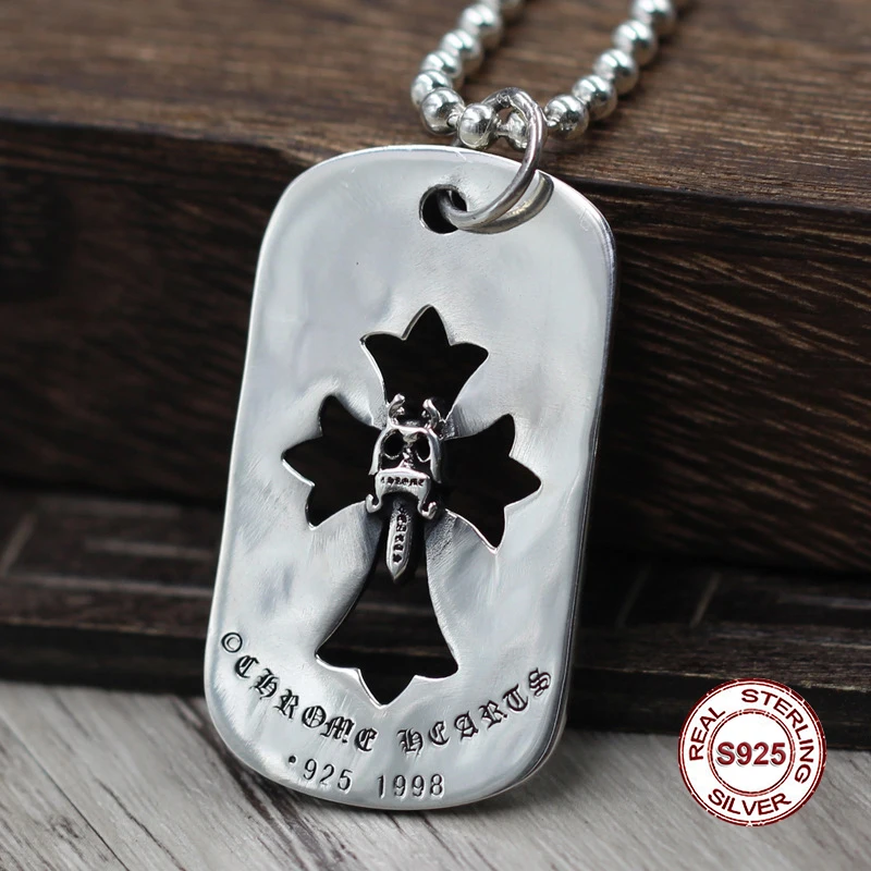 

S925 Sterling Silver Men's Pendant Hollow Crusader Flower Pendant Jewelry to create the holy sword tag Personality trend fashion