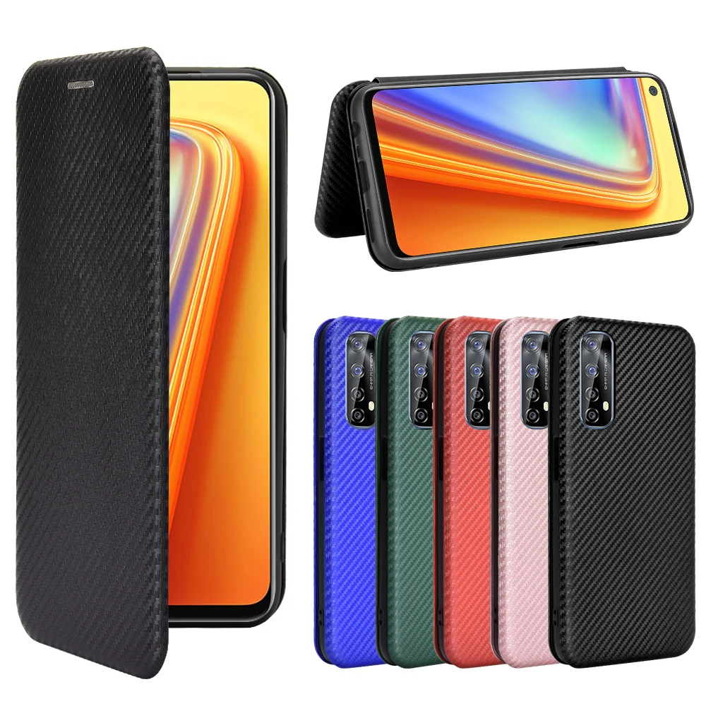 For Realme Pro Case Carbon Fiber Flip Leather Case For OPPO - Main Image