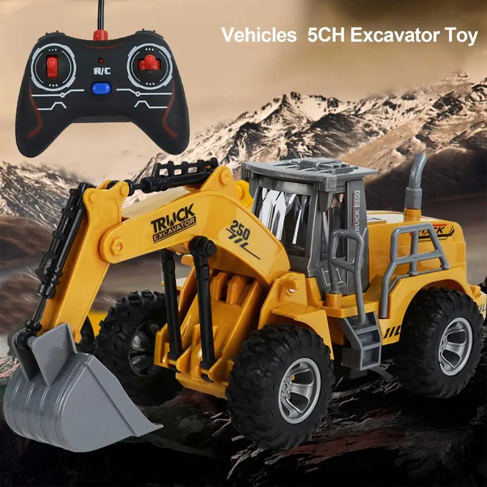 RC Car Excavator Truck Model Remote Control ABS Engineering Vehicle Beach Toys Kids Boys Birthday Christmas Gifts 3
