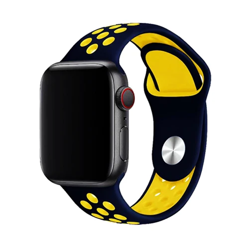 Спортивный ремешок для часов для apple watch группа 4 5 44 мм 40 мм correas, 42 мм, 38 мм, версия наручных часов iwatch, браслет series 5/4/3/2/1 силиконовый ремешок для часов с резиновой лентой - Цвет ремешка: dark blue yellow