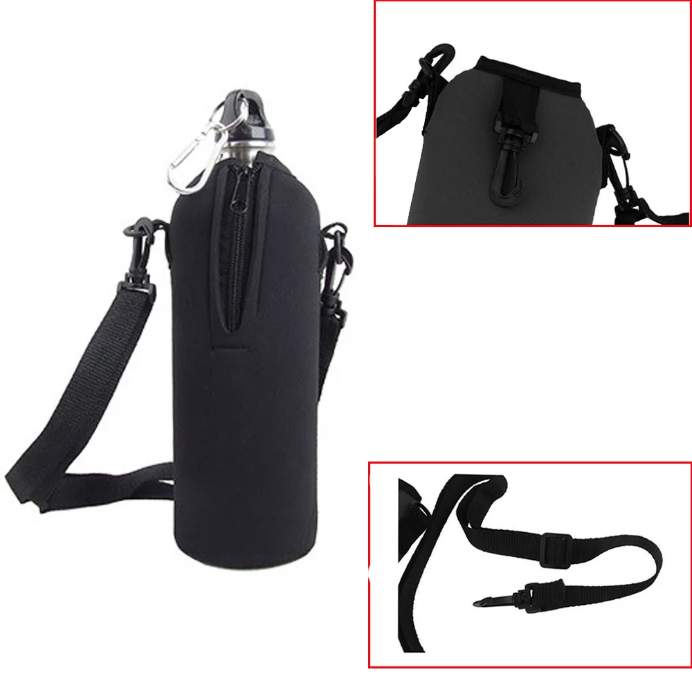 Neoprene 750ml Water Bottle Carrier Insulated Cover Bag Holder Strap Travel Pouch Shoulder Strap Holder for Camping Cycling