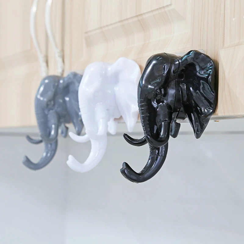 

Creative Elephant Head Nose Hook Keys Bags Sticky Holder Clothes Coat Cap Racks Hanger Home Wall Door Decor Hooks Bathroom Usage