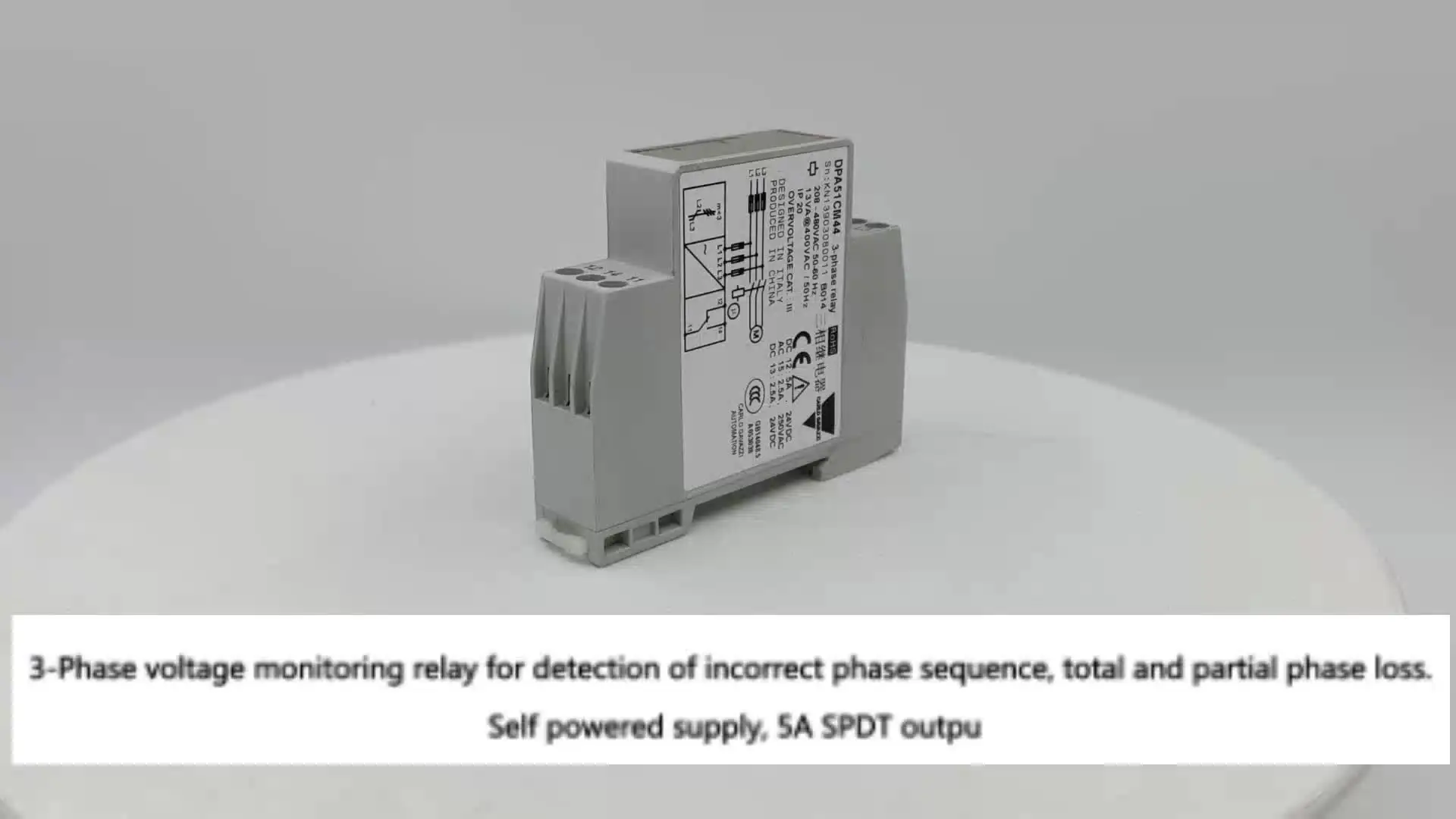Carlo Gavazzi DPA01CM44 3-Phase Sequence and Phase Loss Monitoring Relay for detection of Incorrect Phase Sequence