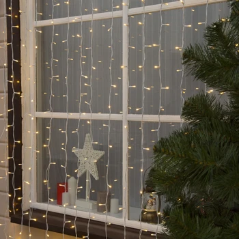 

Garland "Curtain" 2 x 3 m, IP44, UMS, white thread, 760 LED, glow warm white, 220V