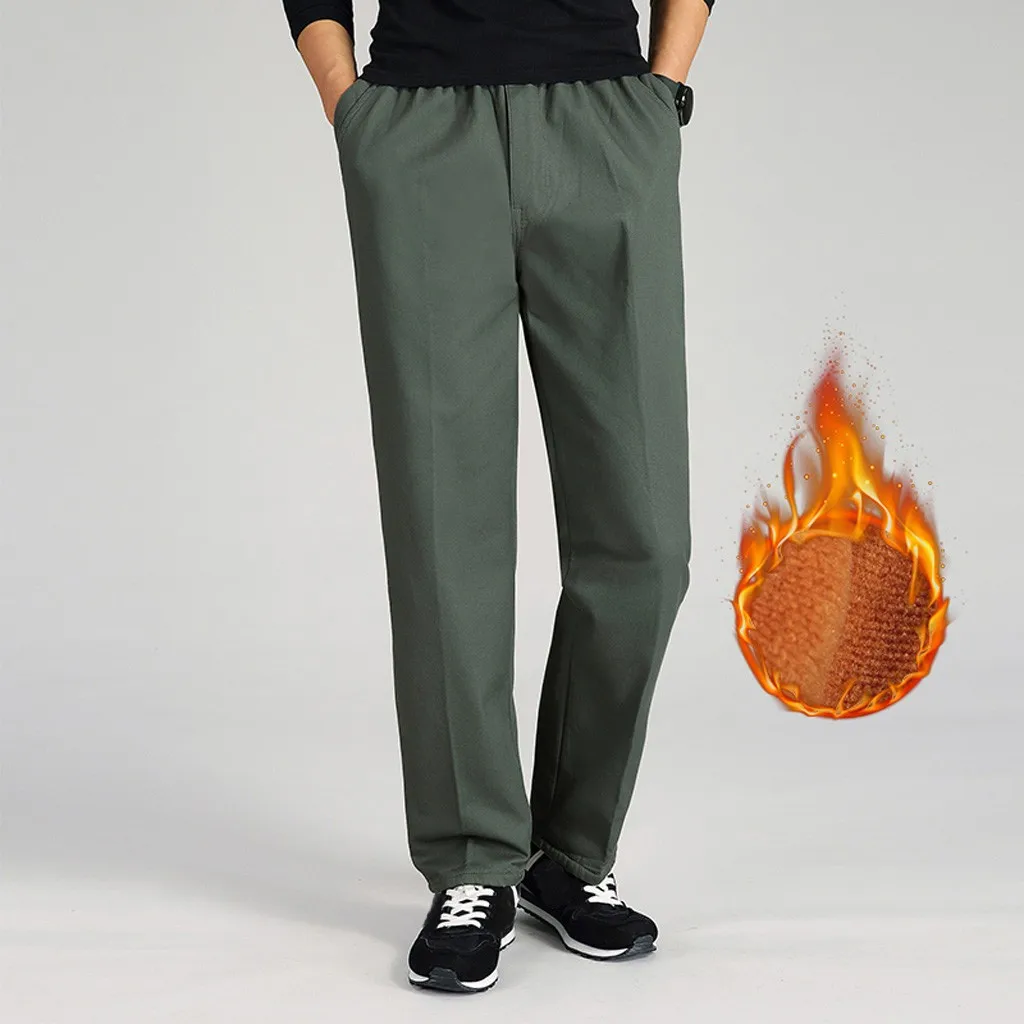 

Men Casual Winter Loose Plus Pure Color Warm Thicken Long Pant Trousers Casual pants loosepant men trousers Men's pants