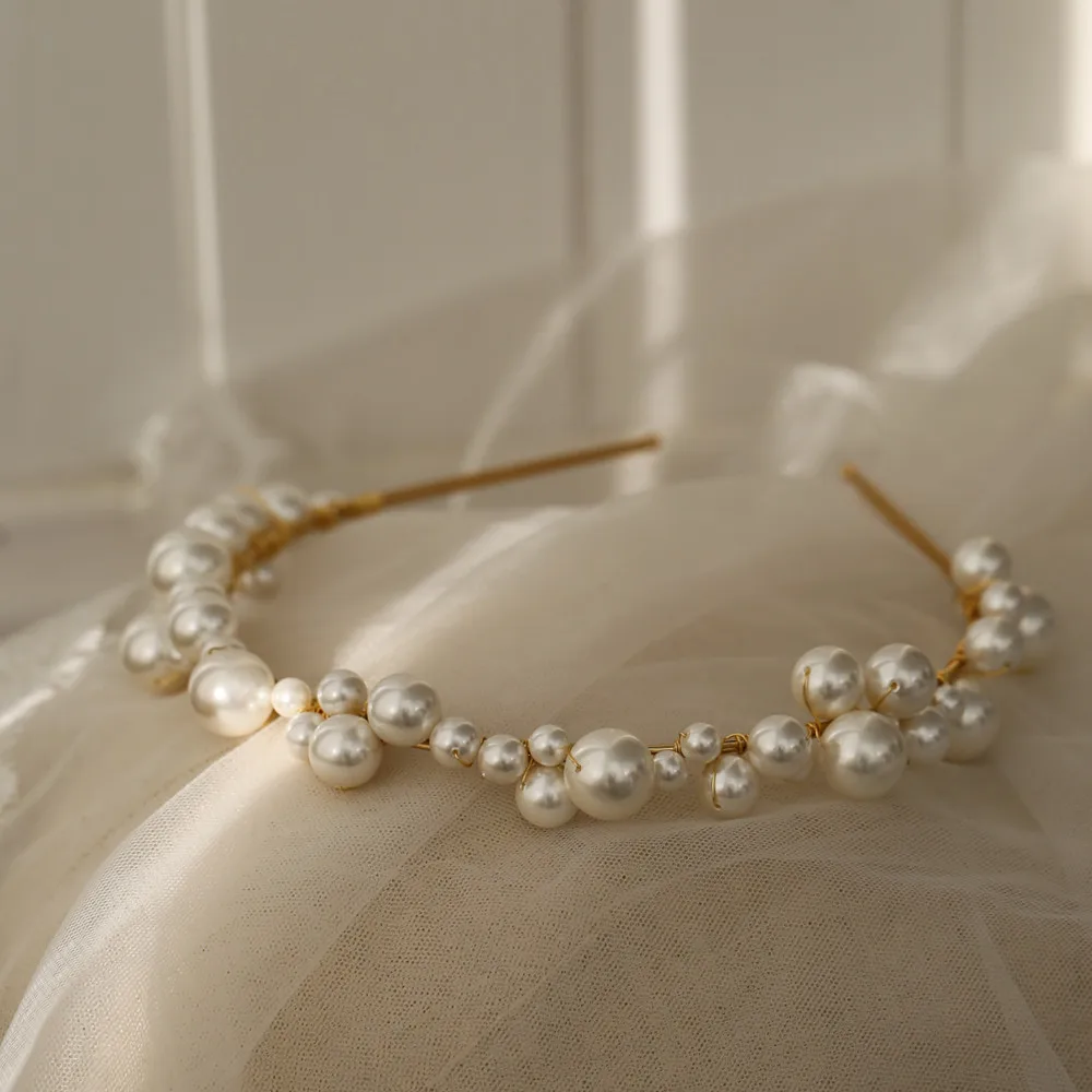 Повязка на голову в стиле барокко жемчуг бусины тиара Винтажный Золотой головной