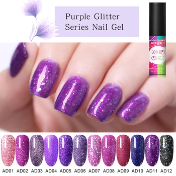 

WHID CHIC Purple Series Nail Glitter Gel Polish Bling Sequins UV Gel varnish Varnish Sparkling Nail Art LED Gel Gel