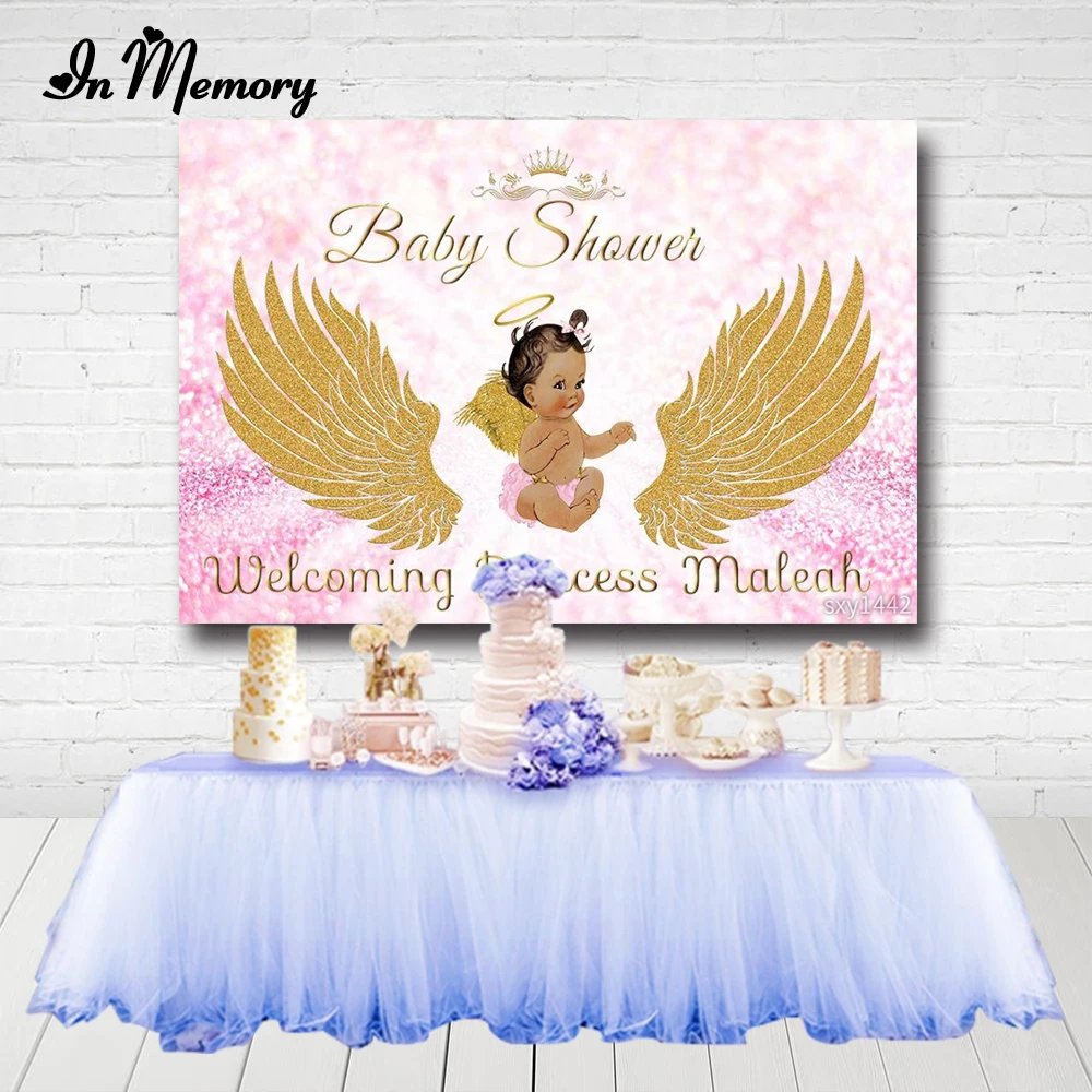 В памяти Baby Shower фон для фотосъемки с изображением розовые художественные