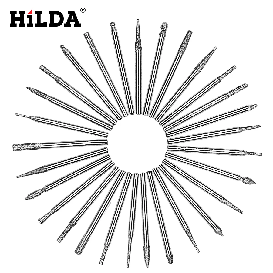 Набор алмазных шлифовальных головок HILDA Dremel 30 шт. 3 мм набор сверл для инструмента