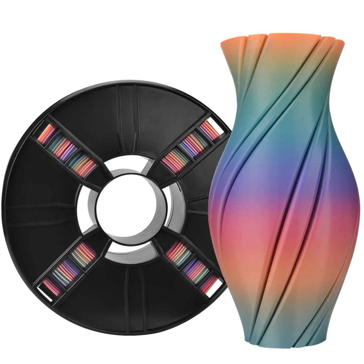 Eryone Rainbow PLA Filament Multicolor Perfect Spooled 1.75mm 1KG Texture For 3d printer Fast Shipping 3d printer filament 3D Printing Materials