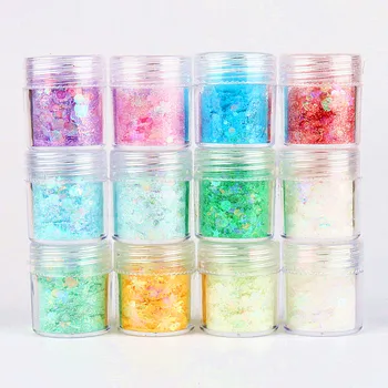 

Pink Cute 3D Nail Glitter Sequins Shinny Holographic Nail Powder Flake Manicure Ultra Thin Nail Art Sequin Chrome Pigment 10ml